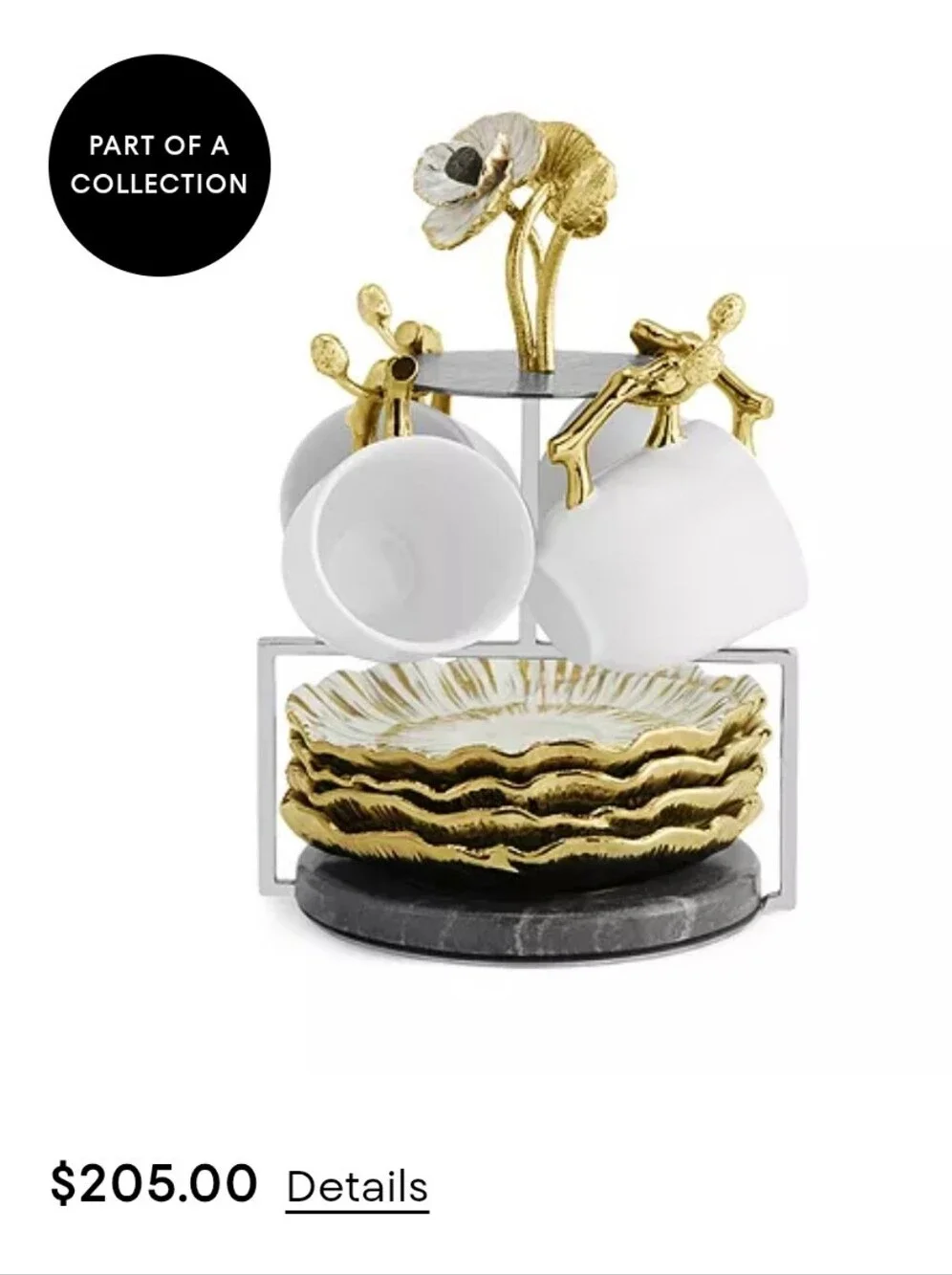 Michael Aram Anemone Demitasse Cup & Saucer Set with Stand.